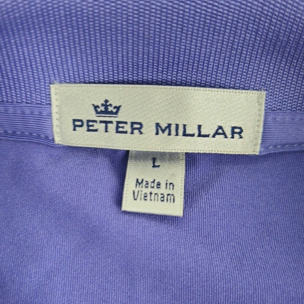 Peter Millar Mens Size Large Sean Stretch Jersey Polo Shirt Purple Travel Luxury - Picture 3 of 8